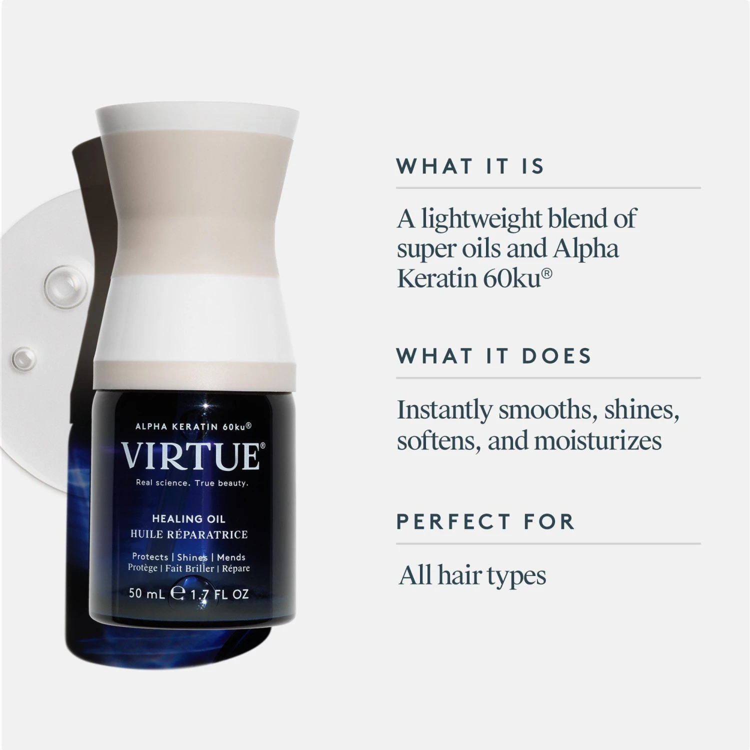 VIRTUE HYDRATING & HEAT PROTECTANT HEALING HAIR OIL 2 VIRTUE HYDRATING & HEAT PROTECTANT HEALING HAIR OIL - Image 2