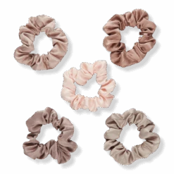THE BASIK EDITION NUDE SATIN SCRUNCHIES
